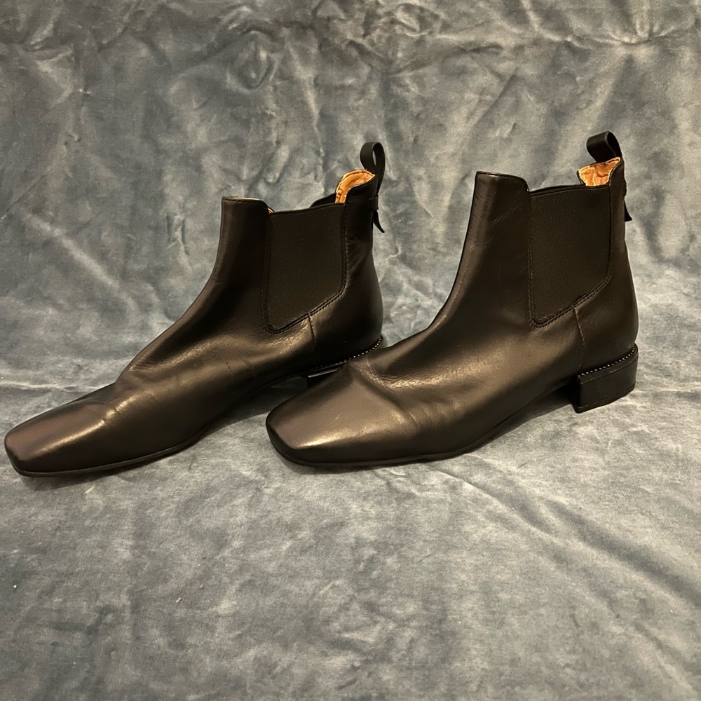 Franco Sarto Black Leather Chelsea Ankle Boots